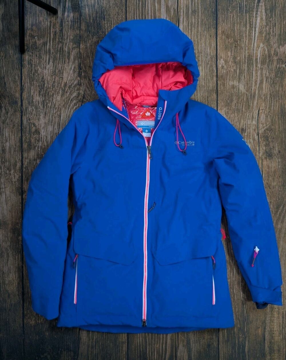 Women's Columbia Blue Titanium 860TD TurboDown Ski Coat Goose Down Jacket Vented